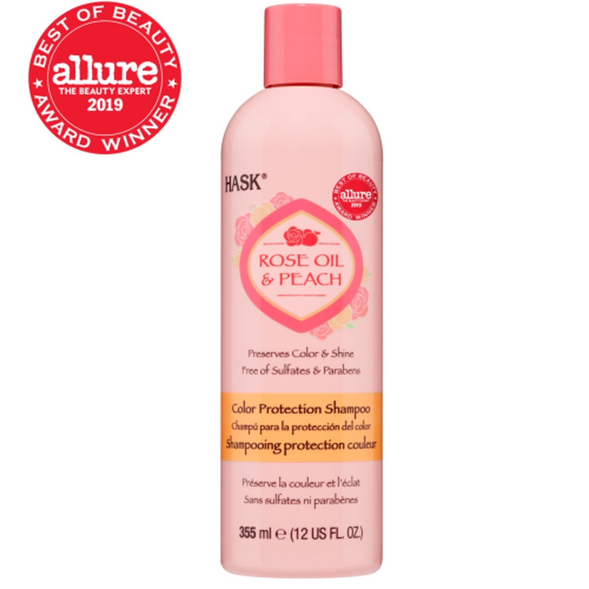 HASK SHAMPOO – ROSE OIL & PEACH 12 OZ