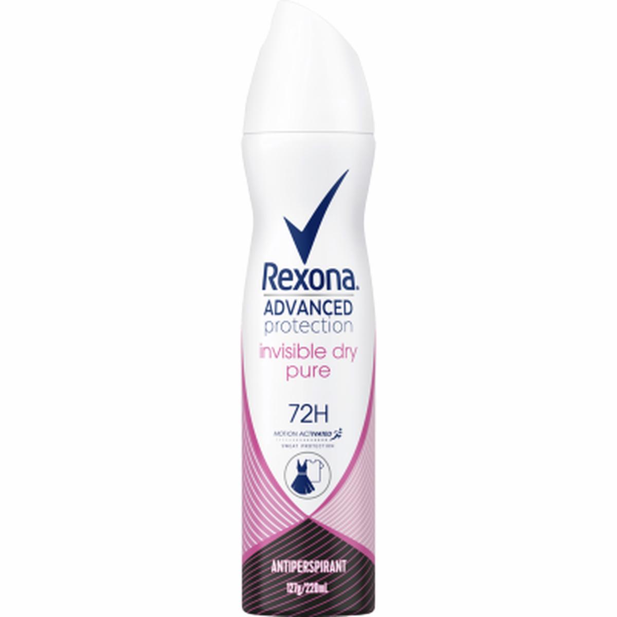 Rexona Advanced Protection Invisible Dry Pure 72Hr Antiperspirant 220ml