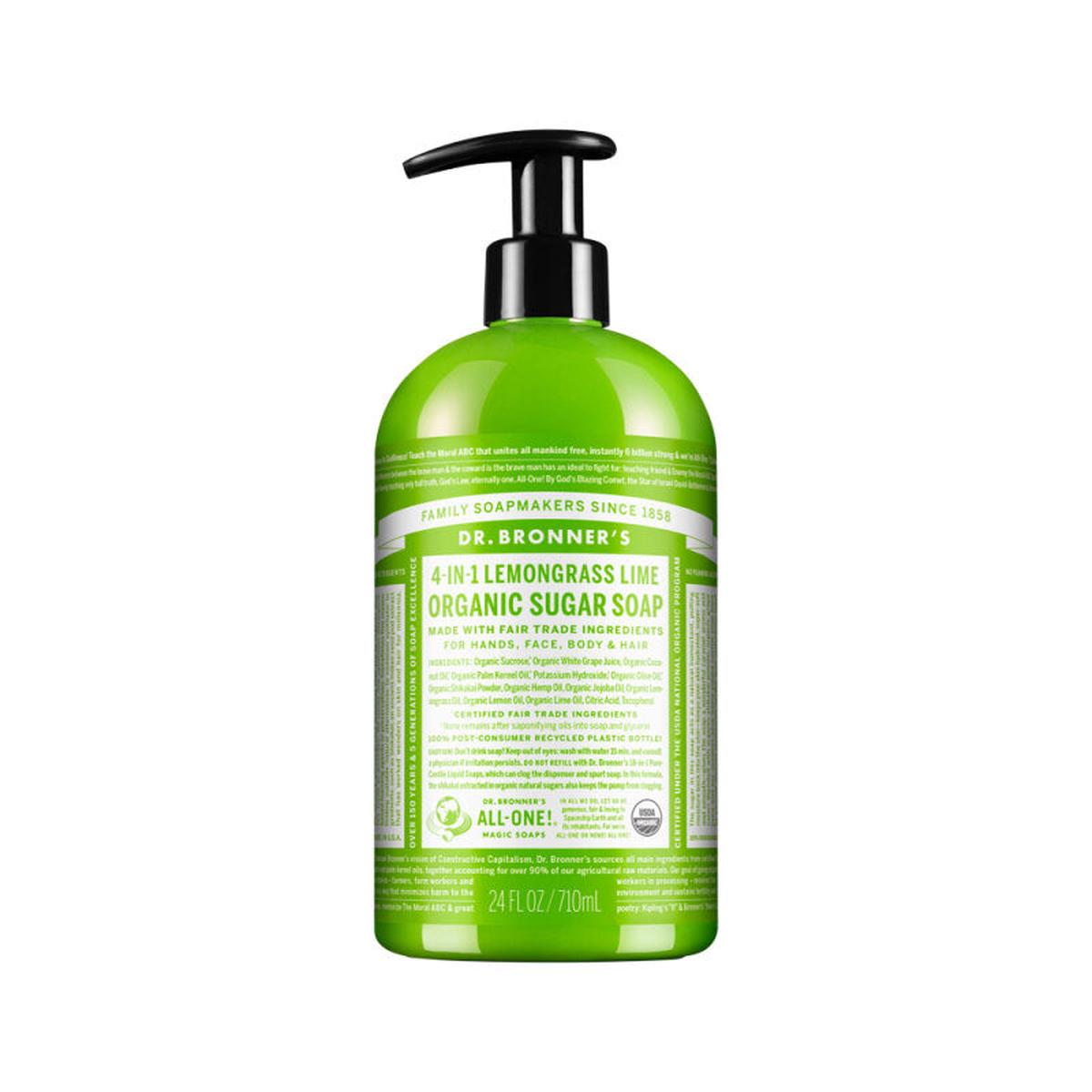 Dr. Bronners Organic Sugar Soap 4-in-1 Lemongrass Lime (Pump) 710ml