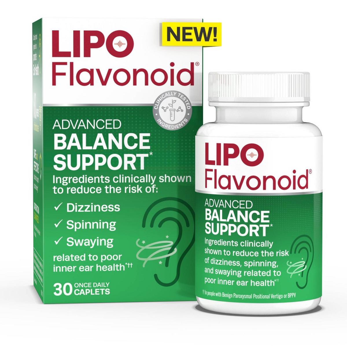 Lipo-Flavonoid Advanced Inner Ear Balance Support Supplement Caplets – 30ct