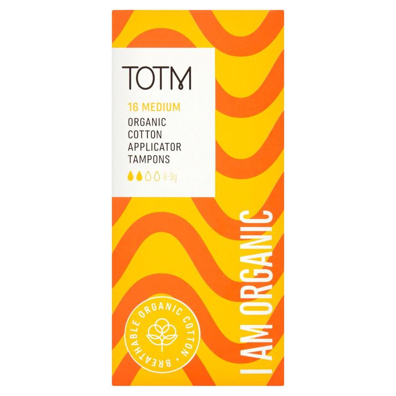 TOTM Organic Cotton Applicator Tampons Medium 16 per pack